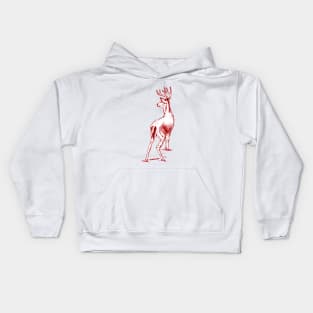 Curious Deer (red) Kids Hoodie